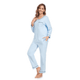 thumbnail image 5 of ANLIQI Women's Pajama Sets 100% cotton Long Sleeve Shirt and Pants Sleepwear Nightwear Soft Pjs Lounge Sets(Light Blue, XX-Large), 5 of 8