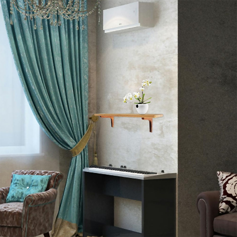 EXHUMKY 2Pcs Dark Brown Wooden Shelf Brackets Heavy Duty L Corner Support Bracket for Home Use