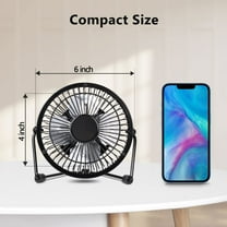 Desk Fan Quiet Small USB Fan 360°  Portable Table Fan 2 Speed  Personal Fan  Cooling Electric Fan for Home Office Bedroom Travel Camping, 4 inch Black
