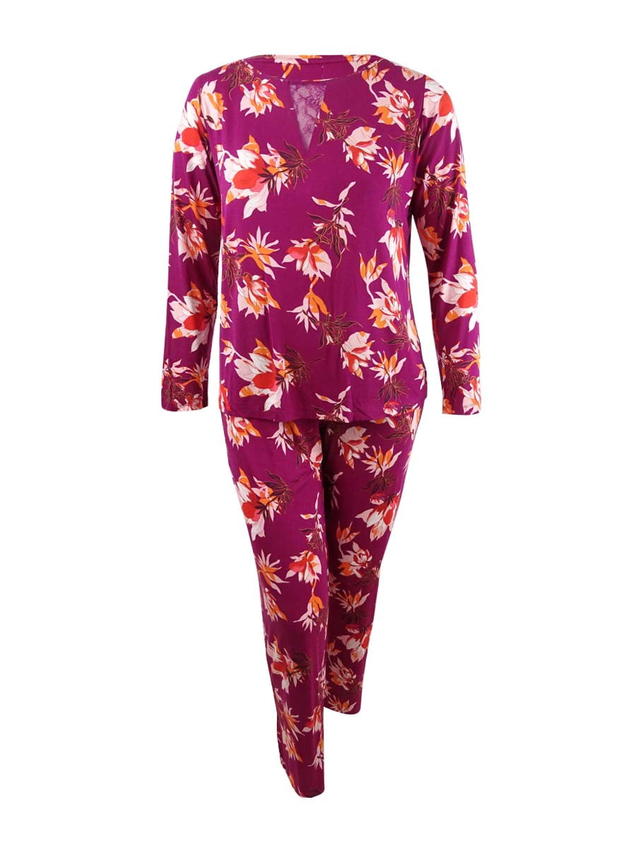 Sesoire Women s Floral Print Woven Pajama Set Walmart