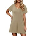 thumbnail image 4 of yoeyez Plus Size Shorts Overalls for Women,Ladies Solid Color Athletic V Neck Jumpsuits Wide Leg Short Sleeve Workout Playsuit Rompers Ladies Pajamas Womens Pants Hot Pink,L, 4 of 7