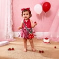 thumbnail image 5 of Glisme Fashion Girls Dresses Size 9-12 M Adorable Sleeveless Romper Dress With Skirt And Matching Bonmesh 3 Piece Outfit For Baby Toddler Red Sundress For Girl, 5 of 6