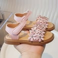 thumbnail image 4 of Wuxian Toddler Shoes Open Toe Princess Flat Sandals Comfortable Adjustable Hook And Loop Strap Casual Summer Outdoor Play Shoes Soft Sole Slides,Pink,4-4.5 Years, 4 of 6