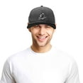 thumbnail image 5 of DALIX Retro Brooklyn Hat Flat Bill Snapback Embroidered Baseball Cap in Black Dark Gray, 5 of 6