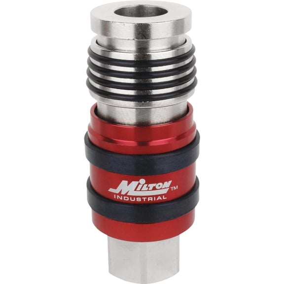 Milton 2 In One Universal Safety Exhaust Coupler 1/2In Fnpt X 1/2In Body Flow