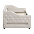 thumbnail image 4 of Noble House Twin XL Linen Upholstered Daybed, Tufted Frame with 7-Color LED Belt and 2 Storage Drawers, Beige, 4 of 11