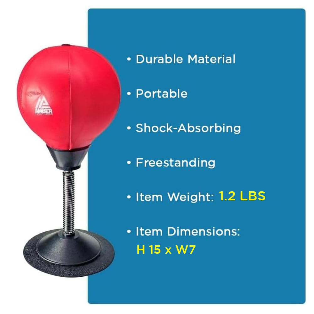 Stress Buster Desktop Punching Bag Heavy Duty Reflex Speed Bag with Suction Stand for Desk Anxiety & Stress Relief