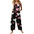 thumbnail image 2 of Valentine's Day One Piece Overall for Women Pink Love Heart Printed Bagggy Straight Leg Rompers Baggy Trendy Fashion Valentine Rompers with Pockets, 2 of 4