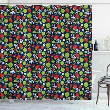 Ambesonne Strawberry Shower Curtain, Botanical Spring, 69"Wx75"L, Multicolor