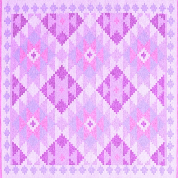 Ahgly Company Indoor Square Southwestern Purple Country Area Rugs, 7' Square