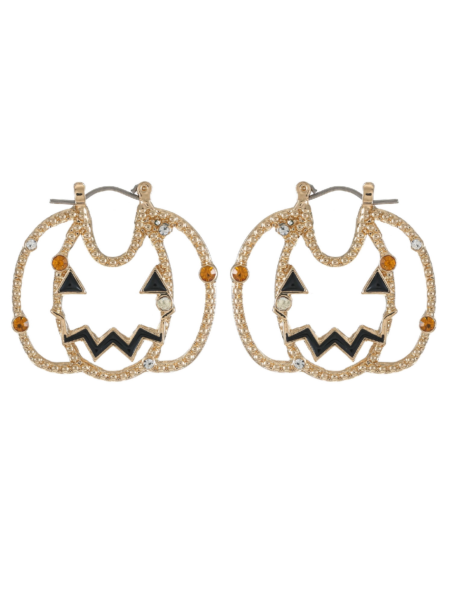 Way to Celebrate Crystal Jack-O-Lantern Halloween Snap Hoops, 1 Pair