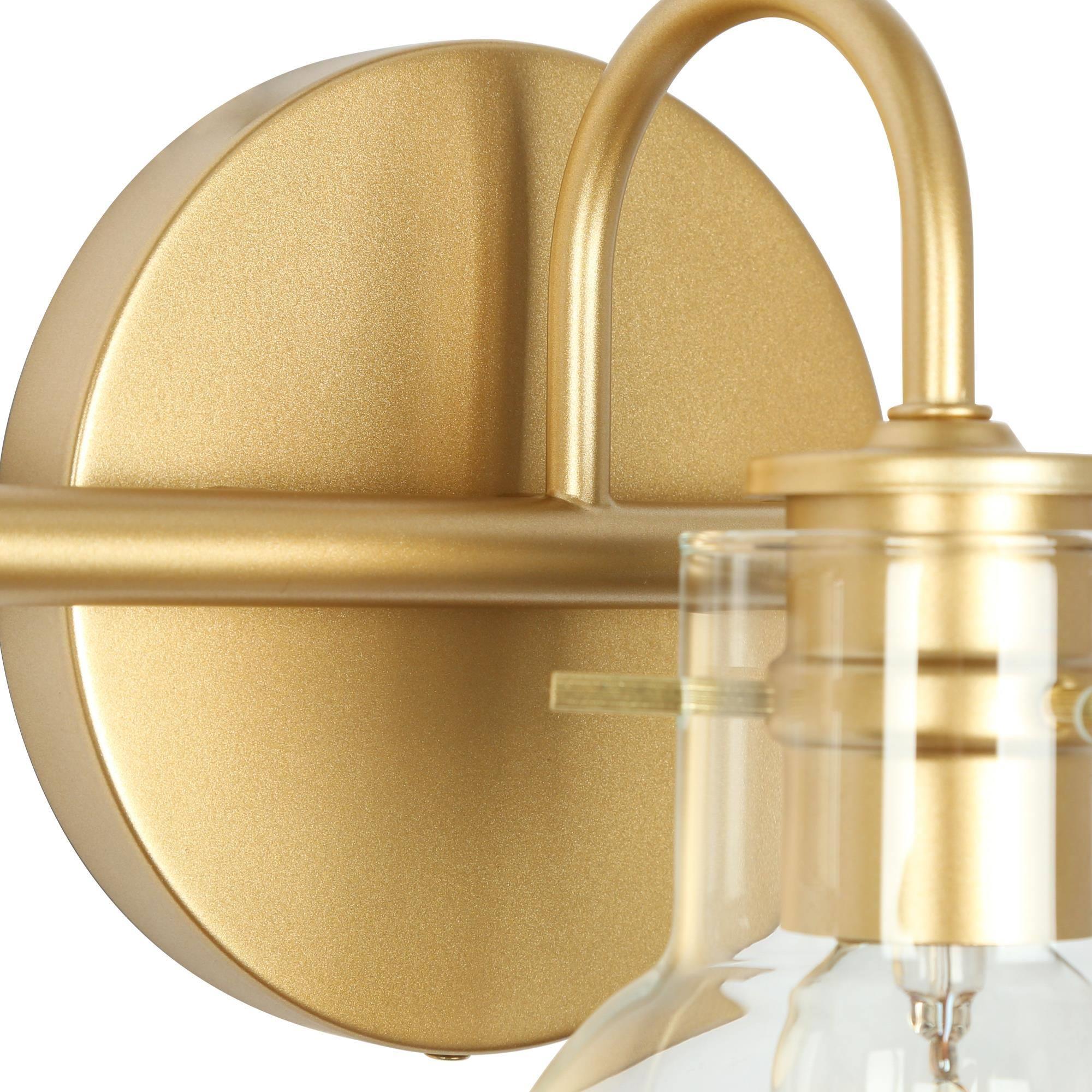 LNC 5-Light Gold Round Clear Glass Modern Bathroom Vanity Lighting Fixutre,25.5"Lx9"Hx7"D