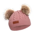thumbnail image 3 of Gorro de punto para bebé, gorro de lana de invierno para bebé, gorro de ganchillo para niño pequeño rosado, 3 of 5