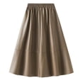 thumbnail image 2 of EDFBUYKRS Female Skirts Long Winter Skirts for Women 2026 Leather Skirt Pocket Half Skirt A Line Skirt High Waisted Pu Leather Long Skirt, 2 of 5