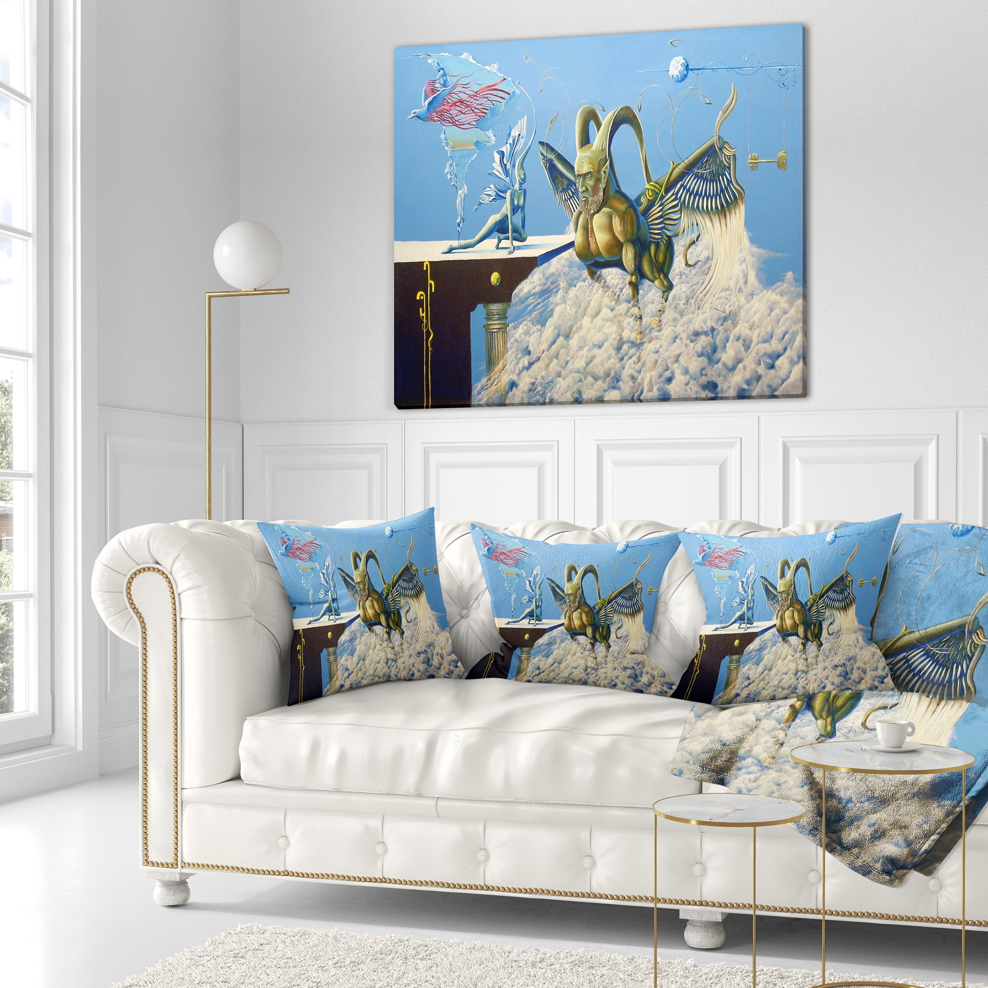 Designart Cherubim - Abstract Portrait Throw Pillow - 18x18