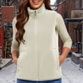 thumbnail image 2 of Women's Polar Vest Jacket Full-Zip Warm Sleeveless Outwear Color: White Size: XXXXL, 2 of 9