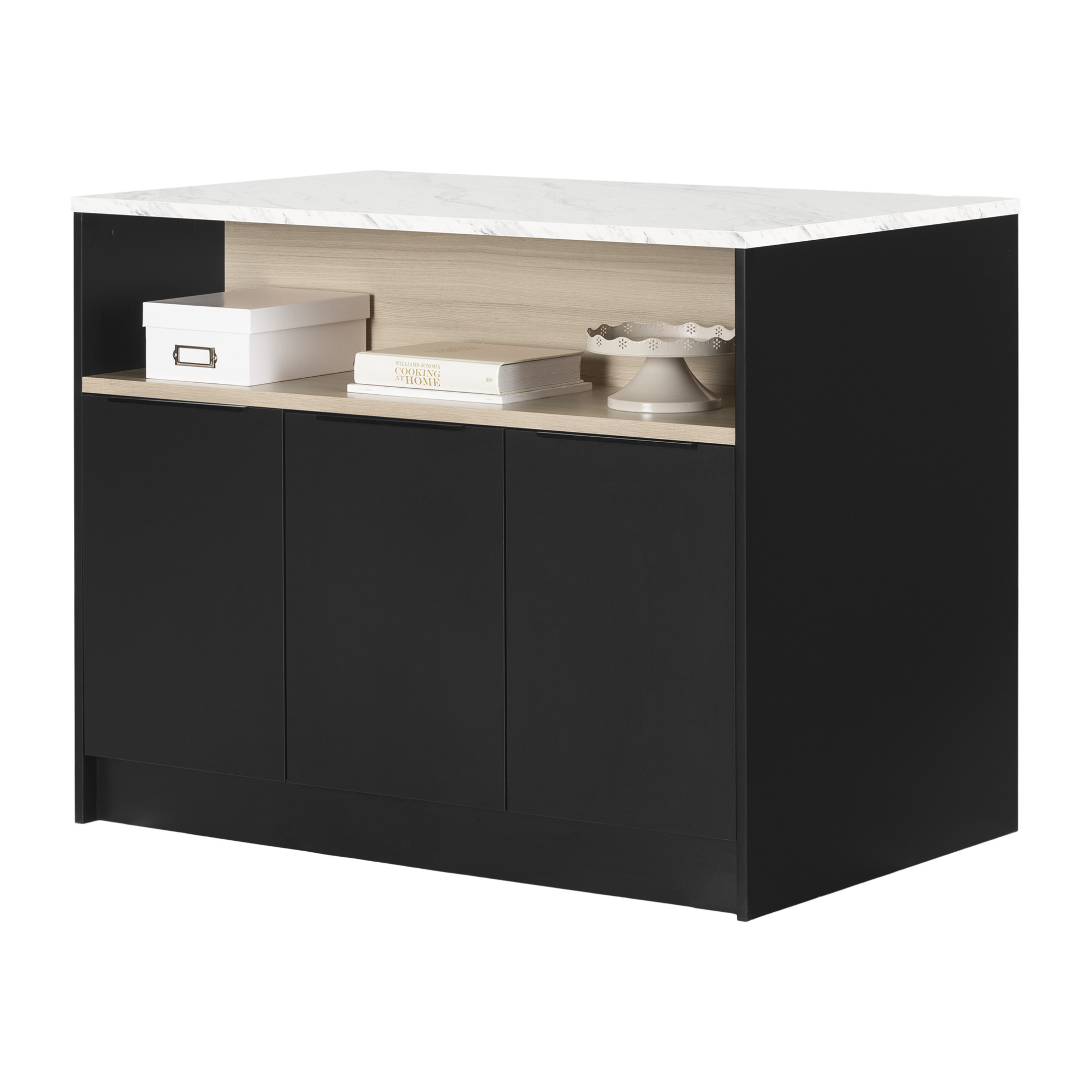 South Shore Olio, Contemporary Kitchen Island,  Black