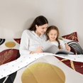 thumbnail image 4 of Manfei Boho Sun and Leaf Twin Comforter Sets, Mid Century Geometric Bedding Set, Red and Gold, Reversible 2-Piece, 1 Comforter and 1 Pillowcase, 4 of 6