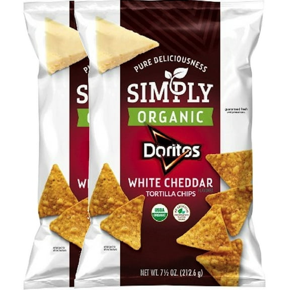 Doritos Simply Organic White Cheddar Tortilla Flavored Chips Limited Edition - 7.5Oz (2)