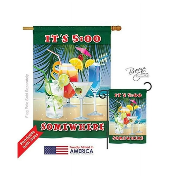 Breeze Decor 15070 Its 5 Somewhere Party 2-Sided Vertical Impression House Flag - 28 x 40 in.