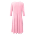 thumbnail image 3 of MSJUHEG Women'S Casual Dresses Pink Dress Women'S Fashion Casual Solid Dress Round Neck Long Sleeve Mid Calf Swing Dress Womens Dresses Pink M, 3 of 4
