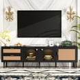 thumbnail image 2 of Entertainment Center | Storage for DVDs & Media Devices | Rattan - inspired Design & Modern Colors | Strong Support for TV, 2 of 6