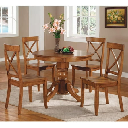 - Home Styles 5 Piece Pedestal Dining Set, Cottage Oak