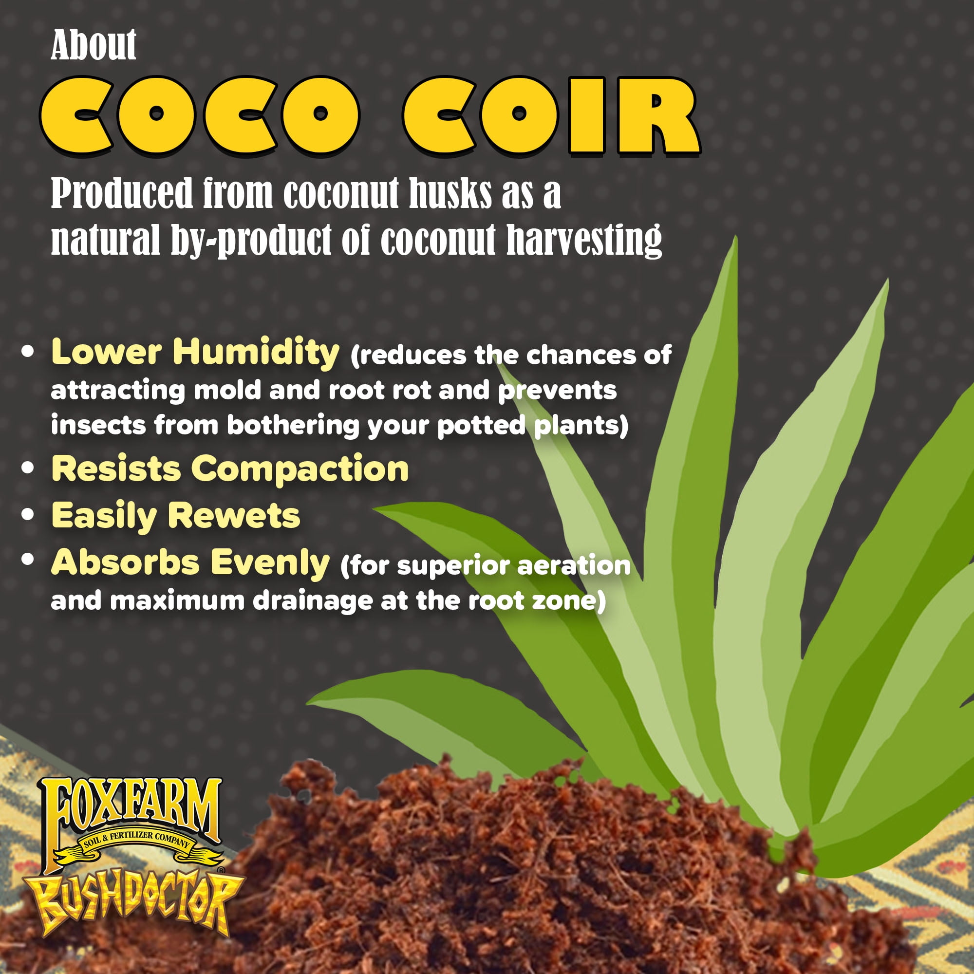 FoxFarm FX14100 Bush Doctor Coco Loco Plant Garden Indoor/Outdoor Potting Soil Mix for Plants, 2 Cubic Feet 2 Pack