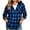 A-Blue, variant on Elwylmiz Hooded Plaid Shirts for Women Button Down Long Sleeve Tunic Shirt Drawstring Collared Casual Tops Flannel Shacket Jacket