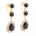 thumbnail image 2 of Clip on 2" gold or silver circle and teardrop stone dangle earrings, 2 of 7