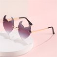 thumbnail image 2 of hirigin Cartoon Devil Shaped Sunglasses, Women Metal Rimless Sunglasses Gradient Color Ball Funny Glasses, 2 of 3