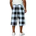 thumbnail image 6 of JoveMarine Men's Plaid Cargo Shorts Loose - Summer Work Shorts with Multiple Pockets, Knee-Length Relaxed Fit for Daily Wear,Sky Blue XL, 6 of 6