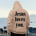 thumbnail image 4 of QHFBli Lounge Men's Hoodie Mens Casual Loose Fit Print Pullover Hoodie Autumn Winter Daily Wear Comfortable Street Fashion Sweatshirt Khaki XXL, 4 of 6