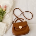 thumbnail image 4 of Nuevo bolso de mano de nicho de moda, bolso de hombro de cuero artificial, bolso redondo pequeño para citas diarias, marrón, 4 of 5