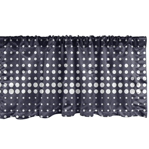 Ambesonne Abstract Window Valance, Polka Dotted Flows Pattern, 54" X 18", Dark Indigo and White