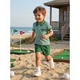 thumbnail image 3 of BemeyourBBs Toddler Baby Boy Golf Outfit Striped Half Button-up Collared Short Sleeve Shirt and Shorts Set 2 Piece Toddler Boys Summer Clothes, 3 of 9