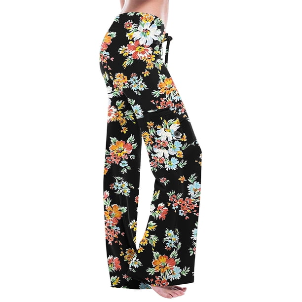 ICHUANYI Clearance Women's Print High Waist Print Pants Wide Leg Pants Casual Loose+Pocket ICHUANYI "ICHUANYI"