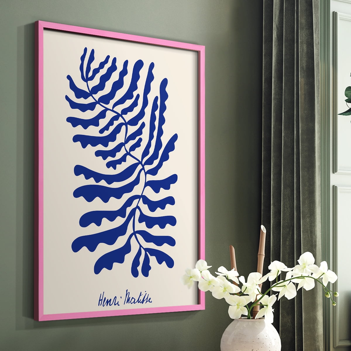 Matisse CDXCIV in Pink Solid Wood Framed Print No Nail Hanging