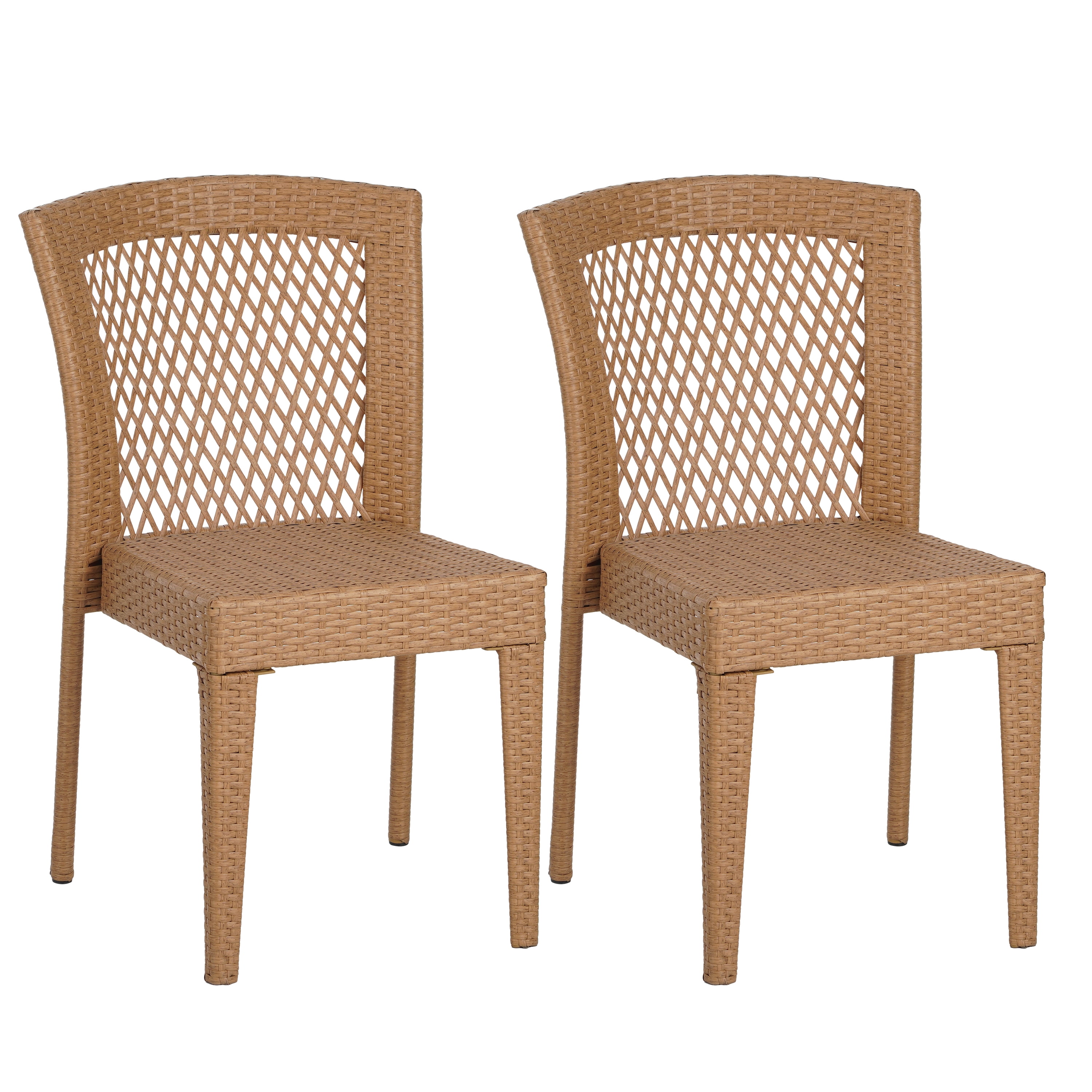 Euroco FARLEY STACKING SIDECHAIR,Set of 2,KD,Light Brown