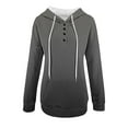 thumbnail image 4 of Hoodies for Womens Plus Size Color Block Long Sleeve Blouse Casual Loose Sweatershirt Button Down Drawstring Hoodies Tops with Pockets,Gray,M, 4 of 5