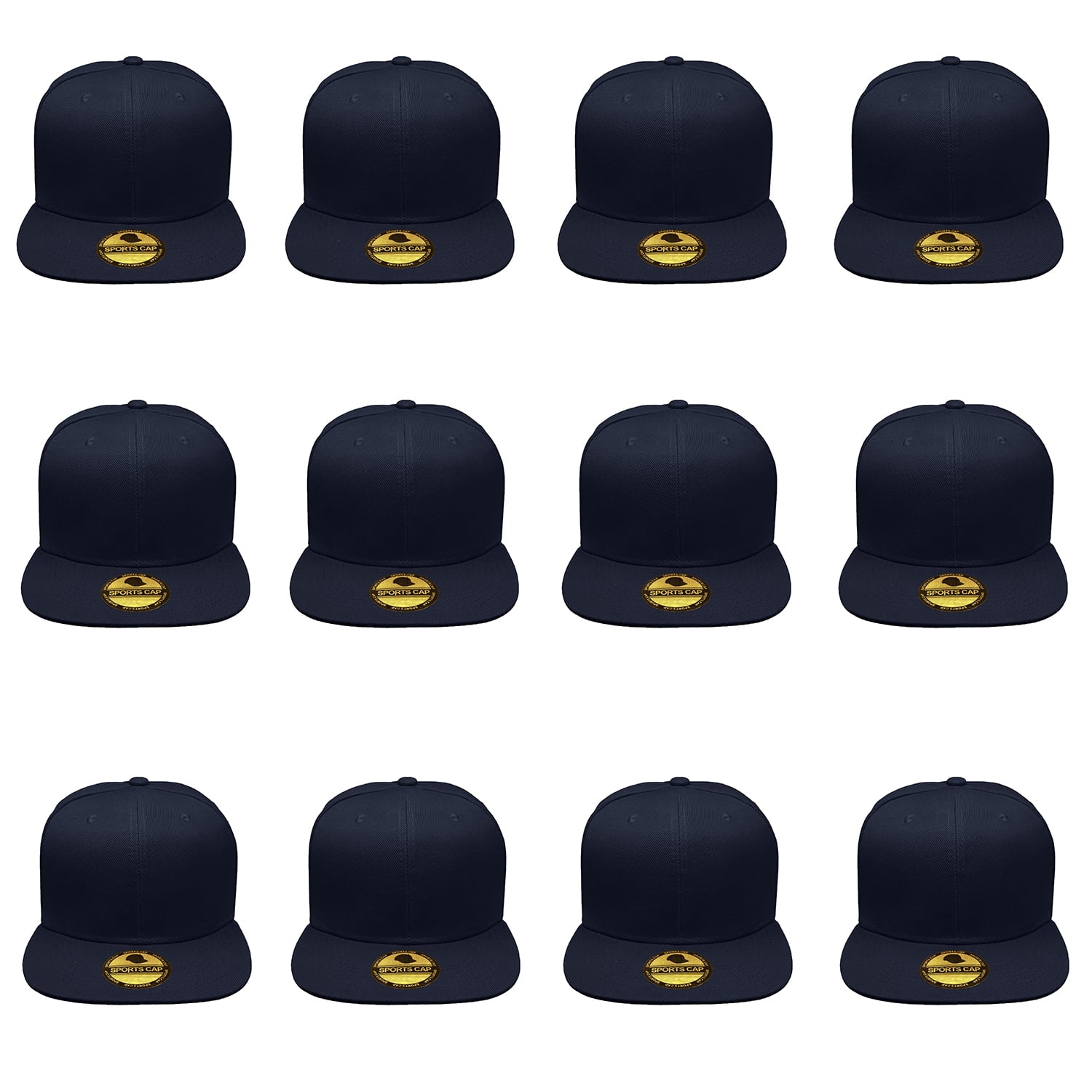 Gelante Gelante® Plain Blank Flat Brim Adjustable Snapback Baseball Caps WHOLESALE LOT 12 Pack