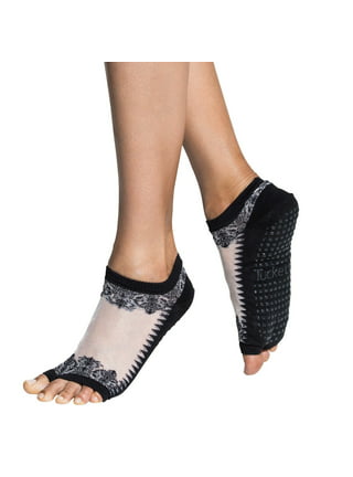 Tucketts Allegro Yoga Pilates Toeless Socks with Grips, Non Slip Toe Socks  