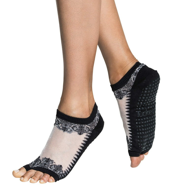 Tucketts Flow Yoga Pilates Toeless Socks with Grips For Women 