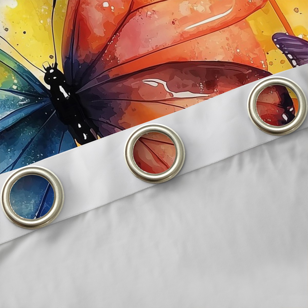 Feelyou Blue Orange Butterfly Curtains Pack of 2 (42x84 Each), Artwork Watercolor Curtains Blackout, Cartoon Animal Bedroom Curtains, Window Curtains Decor