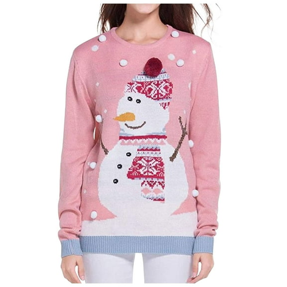 Viikei Christmas Sweaters for Women Plus Size Women's Winter Chiristmas Long Sleeve Round-Neck Knitted Blouse Sweater