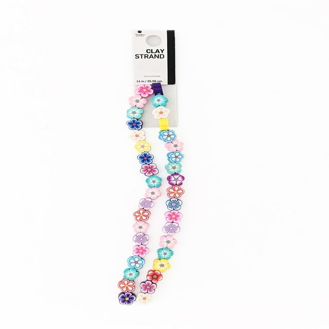 CHOK Blue Moon Beads Multi-Color Polymer Clay Flower Bead Strand for Jewelry Making 14 inches