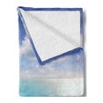 thumbnail image 2 of Summer Soft Flannel Fleece Throw Blanket, Wooden Deck on Charm Lake Holiday Europe Coast Tranquil Sea View, Cozy Plush for Indoor and Outdoor Use, 70" x 90", Violet Blue Turquoise, by Ambesonne, 2 of 5