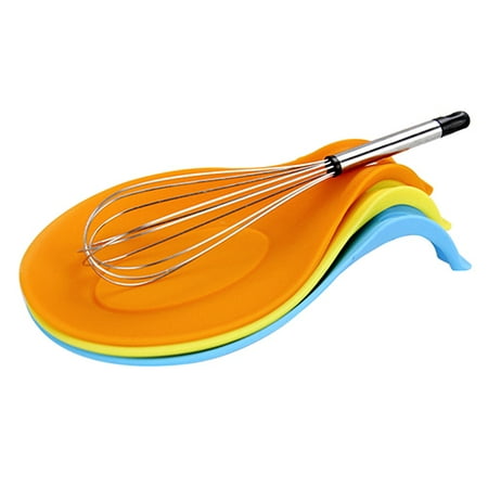 

Hariumiu Kitchen 1/2/3 Pcs Silicone Spoon Random Color Rest Heat Resistant Kitchen Utensil Rest Ladle Spoon Holder Spatula Holder Rest Kitchen Tool