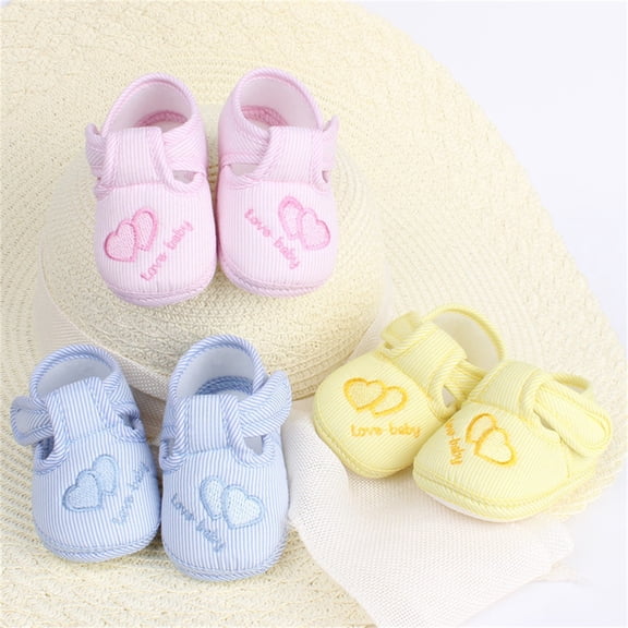 YHAJDS Infant Baby First Walking Shoes Heart Print Soft Sole Breathable Non Slip for Baby 0-12 Months