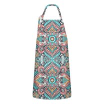 Multicolor Ethnic Paisley Pattern Apron-Garden Aprons for Women with Pockets-Cotton Linen Waterproof Kitchen Cooking Gardening Aprons Adjustable for Kitchen,Cooking,BBQ and Salon 33x27 Inch